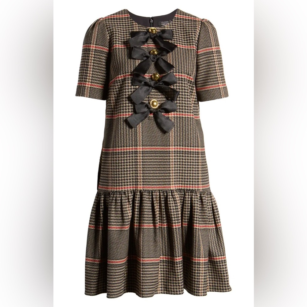 x Atlantic-Pacific Bow Detail Plaid Dress